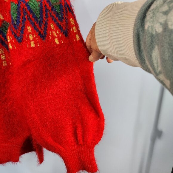 Time and Tru Women's Fair Isle Pullover Sweater Crew Neck Size M 8-10 Red (PP-6) - Picture 3 of 6